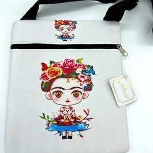 NWT PRINCESS Accessories Frida Kahlo white shoulder or crossbody bag